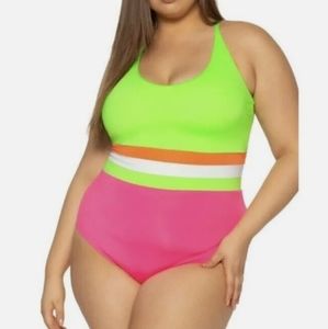 BCA Swim. Women's Plus Size One Piece Color Block Swimsuit. 1X (16-18)